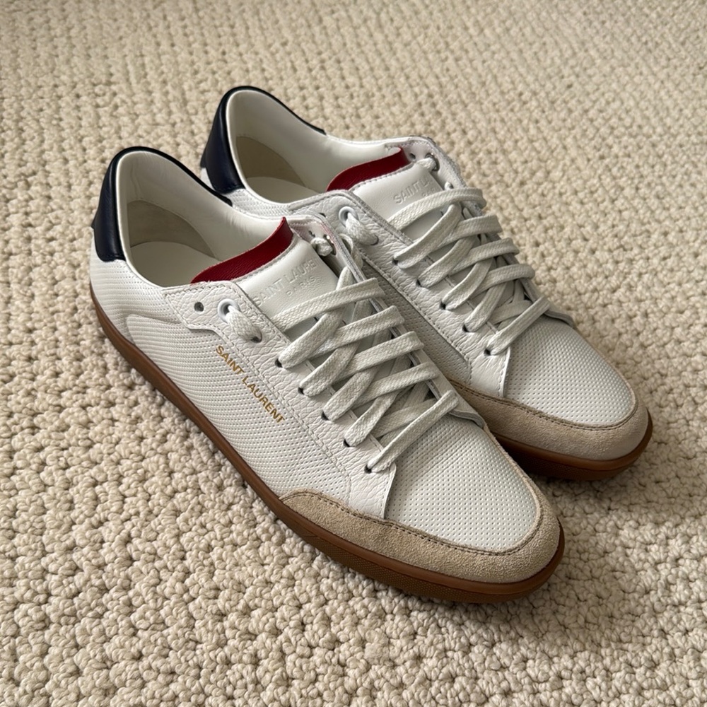 Saint Laurent YSL Women SL/10 Classic Court Perforated Sneakers White 37